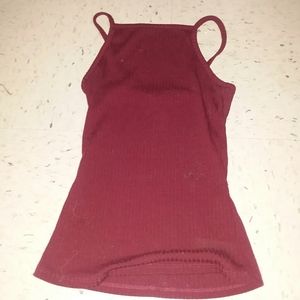 Red ribbed tank top